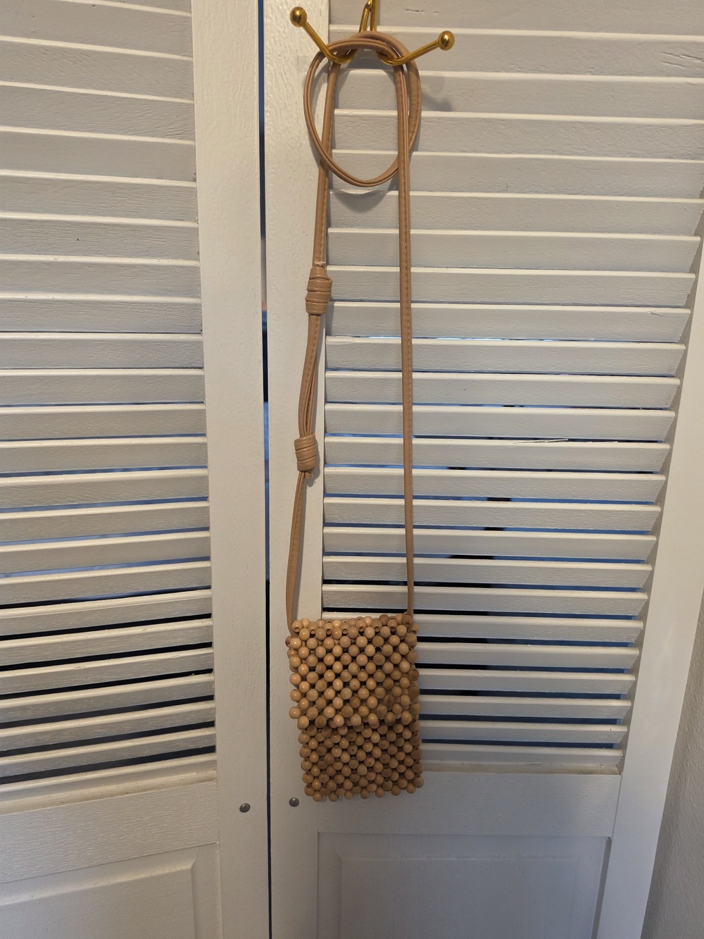 Beaded Mini Crossbody Bag - Tan
